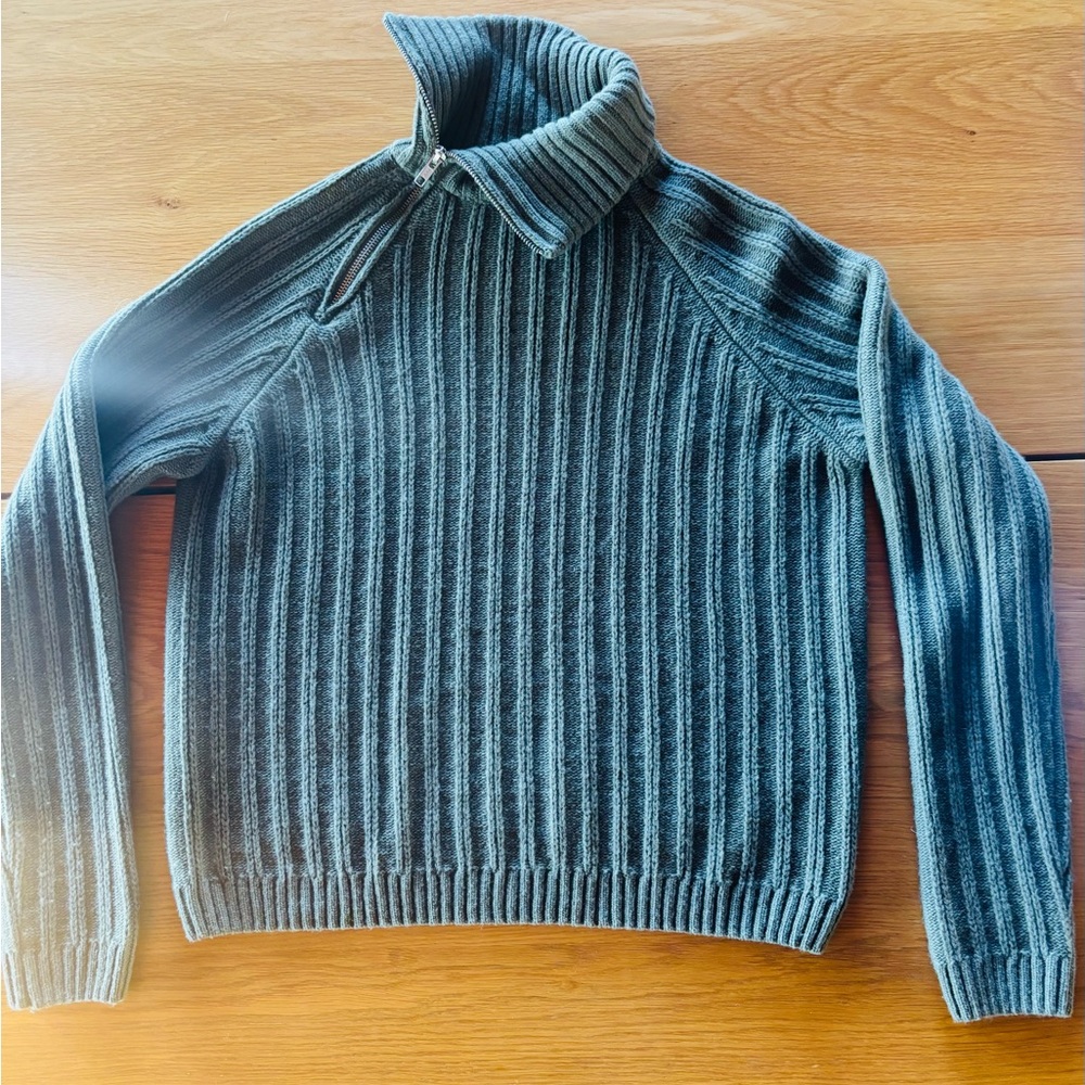 Wool ribbed turtleneck sweater